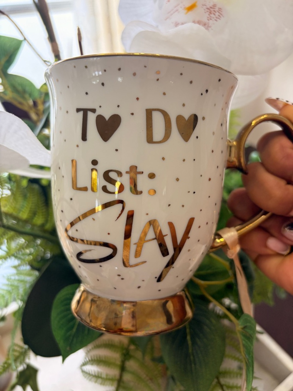 White & Gold "To Do List: Slay" Ceramic Mug- 20oz